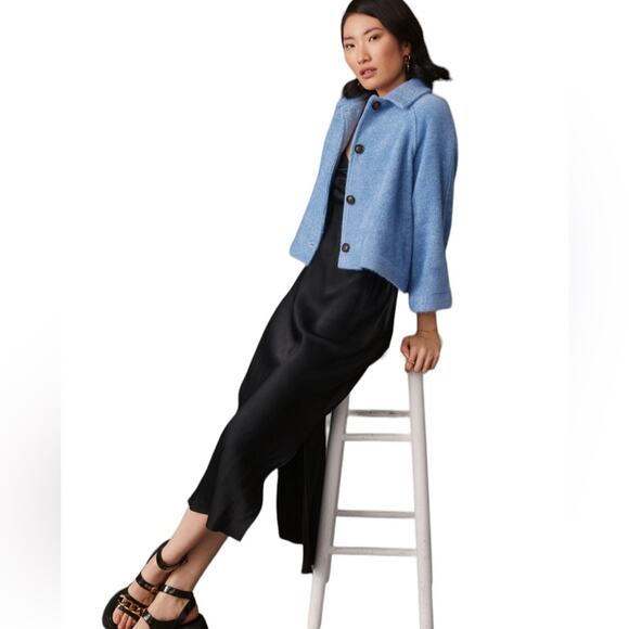 GREYLIN Anthropologie Everyday Cropped Jacket Shacket Blue Women’s Size Large - Picture 1 of 13